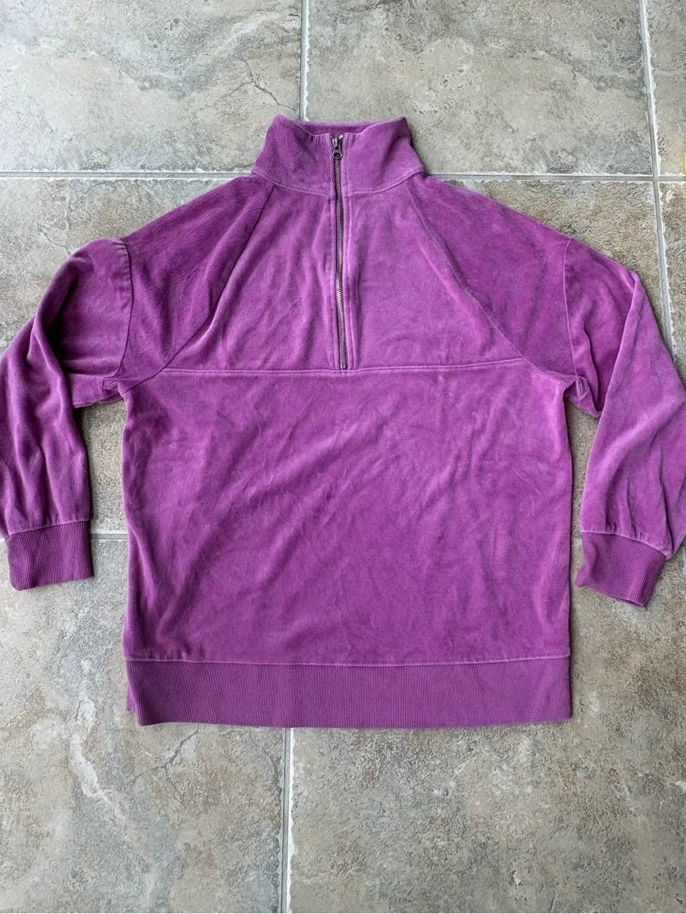 Wild Fable Purple Velour Quarter 1/4 Zip Pullover Sweatshirt Size Small S - Picture 5 of 11